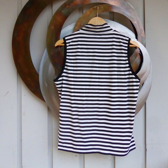 Sleeveless striped stretchy Jersey Top, Size L - Picture 2 of 2